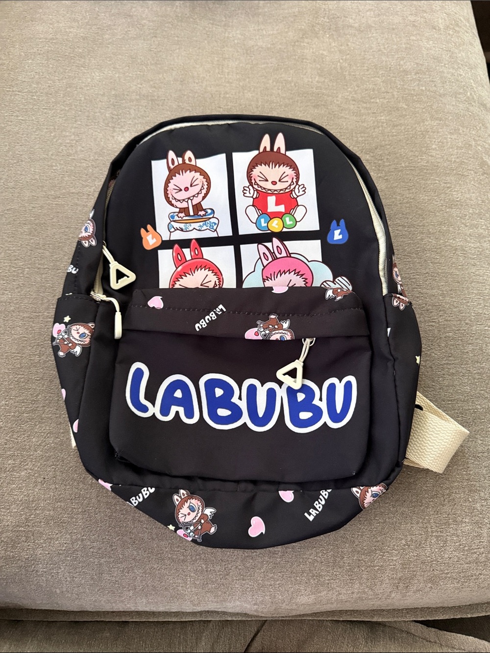 Black Cartoon Print Backpack for Women/Kids